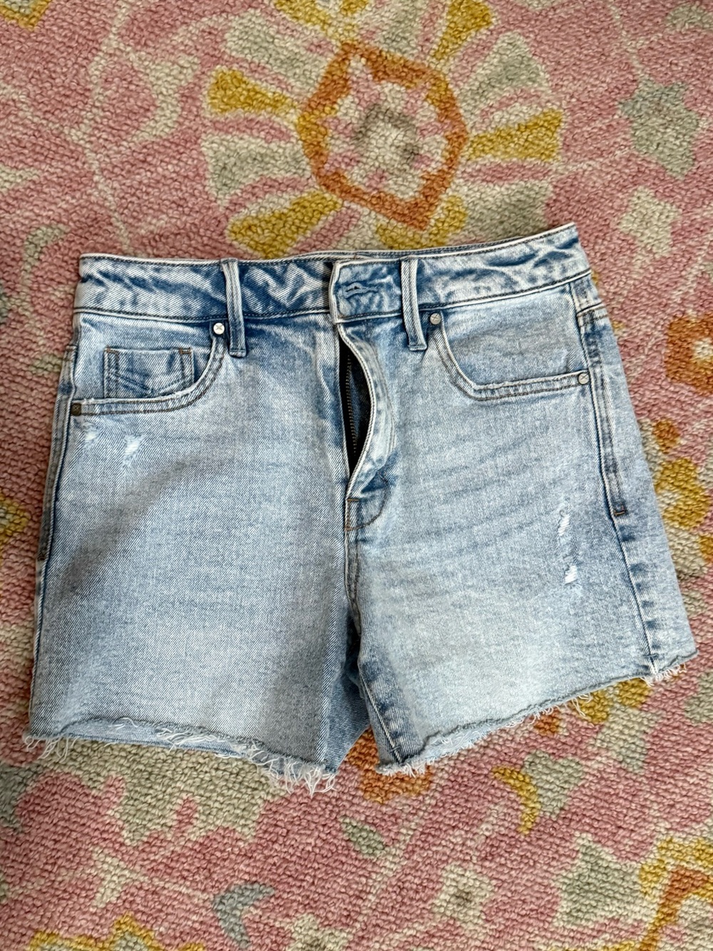 Light Blue Distressed Denim Shorts